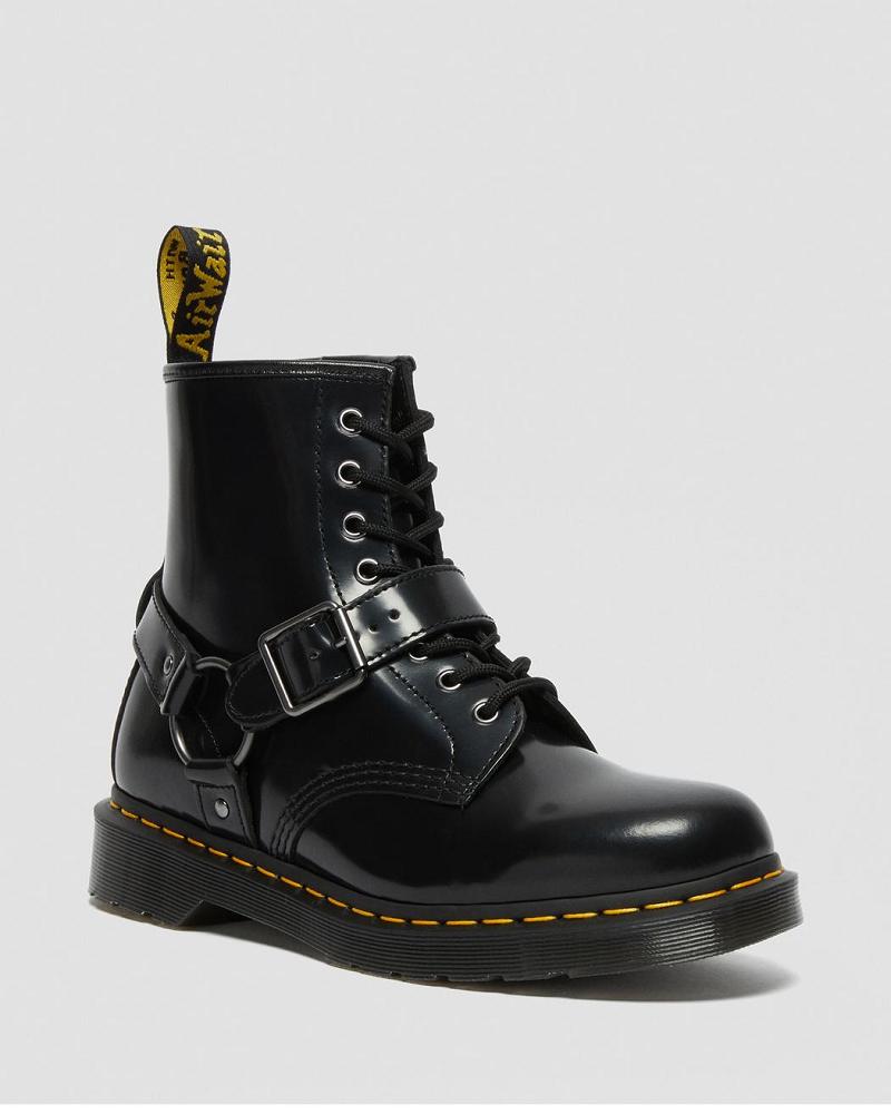 Women\'s Dr Martens 1460 Harness Leather Lace Up Boots Black | AU 165RVD